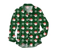 Chemise Homme Noel - Chemise Homme Noel Haut de Chemise à Manches Longues avec Bouton imprimé numérique du Père Noël en 3D pour Hommes (Army Green XXL)