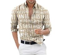 Chemise Homme Noel Chemise Slim Fit Polo Noel, Chemises Revers Manches Longues Chic Cadeaux Hauts Décontracté Hommes Fête Noël 3D Imprimer Intéressant Festivals Vacances Laid