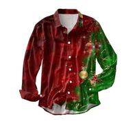 Chemise Homme Noel Humour, Chemise de Noël d'automne Et d'hiver Pours Chemise Imprimée d'arbre de Noël en Couches Spéciales Festives (Green XL)