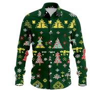 Chemise Homme Noel Humour - Chemise Imprimée de Noël pour (Dark Green M)