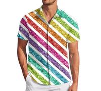 Chemise Homme Paillettes, Chemise Homme Rouge Manche Courte Tenue Disco Homme Vêtements Années 60 Bling Bling Homme Tenue Disco Homme Annee 70 Homme Cosplay Tee Shirt Rose Paillette Homme