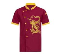 Chemise Homme Pêche Veste de Chef Unisexe Vêtements de Cuisine Hôtel avec Manches Longues et Boutons Rouge contrastés Veste de Chef pour Femme et Homme Chemise Rouge à Carreaux Homme, rouge, L