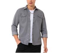 Chemise en jean Red Bridge pour homme Chemise décontractée en denim de qualité supérieure avec poche sur la poitrine, gris, M