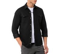 Chemise en jean Red Bridge pour homme Chemise décontractée en denim premium avec poche sur la poitrine, noir, XL