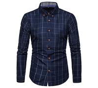 Chemise Homme Regular Fit Urban Classics Chemise Hommes À Carreaux À Manches Longues Top Hommes Chemise À Manches Longues Chemise À Carreaux Casual Shirt Business Fit Regular Fit C-Navy 5XL