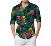 Chemise Homme Slim Fit Manches Longue Col V,Chemise Halloween Citrouille, Toile D Araignee Imprimé , Costume Halloween Hommes Squelette,Déguisement Adulte Décontracté Funky Fête Shirt (Dark Green, L)