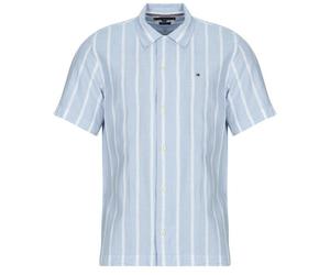 Chemise hommes Tommy Hilfiger LINEN BLEND STRIPED SS RF SHIRT Bleu EU XL