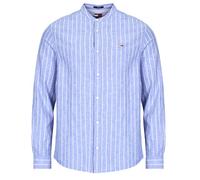 Chemise hommes Tommy Jeans TJM LINEN MIX BND STP SHRT EXT Bleu EU XL