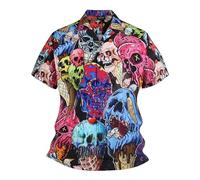 Chemise humoristique pour la fête de la bière pour homme - Imprimé amusant - Costume d'Halloween - Chemise traditionnelle à manches courtes avec boutonnière - Haut sportif - Chemise de loisirs