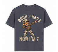 Chemise imprimée colorée de dessin animé "J'AVAIS 6 ANS, MAINTENANT J'AI 7 ANS" pour garçon préadolescent, convient pour le port quotidien, les fêtes, les cadeaux d'anniversaire pour les garçons, un T
