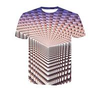 Chemise imprimée pour homme, t-shirt fantaisie à imprimé géométrique 3D, chemises d'été à manches courtes, col rond, t-shirts de plage amusants et moches, chemise d'été légère et décontractée