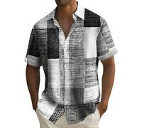 Chemise Infroissable Chemise Boutonnée à Manches Courtes Pour Hommes, D'été Décontractée, Imprimé Patchwork, Chemise Boutonnée Pour Hommes Chemise Blanche Homme Sans Repassage Blanche Infroissable