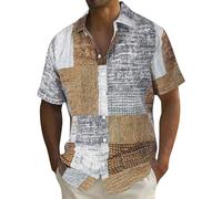 Chemise Infroissable Chemise Boutonnée à Manches Courtes Pour Hommes, D'été Décontractée, Imprimé Patchwork, Chemise Boutonnée Pour Hommes Chemise Blanche Homme Sans Repassage Blanche Infroissable