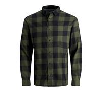 Jack & Jones Chemise à carreaux pour homme – coupe ajustée – vert olive – XL
