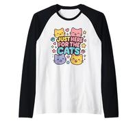 Chemise Just Here for The Cats, Adorable Animal Kawaii Kitty Lover Manche Raglan