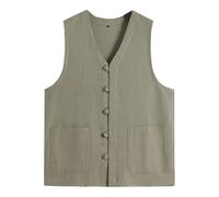 Chemise Kung Fu pour homme - Couleur unie - Sans manches - Vêtements chinois traditionnels - En lin - Gilet d'extérieur fait à la main - Style Tangzhuang - Veste d'arts martiaux Tai Chi Wing-Chun