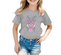 Chemise lapin de Pâques pour tout-petits garçons et filles T-shirt Happy Easter pour enfants mignons lapins graphiques T-shirts hauts filles personnages hauts, gris, 6-7 ans
