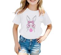 Chemise lapin de Pâques pour tout-petits garçons et filles T-shirt Happy Easter pour enfants mignons lapins graphiques T-shirts hauts filles personnages hauts, blanc, 3-4 ans