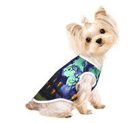 Chemise légère à imprimé manoir hanté noir pour chien, t-shirt d'été frais et respirant, vêtements extensibles sans manches pour animaux de compagnie