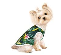 Chemise légère pour chien avec imprimé feuilles tropicales avec fleurs, t-shirt d'été frais et respirant, vêtements extensibles sans manches pour animaux de compagnie