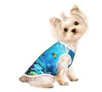 Chemise légère pour chien avec imprimé paysage sous-marin tranquille, t-shirt d'été frais et respirant, vêtements extensibles sans manches pour animaux de compagnie