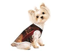 Chemise légère pour chien imprimé cave à vin rouge, t-shirt d'été frais et respirant pour chien, vêtements extensibles sans manches pour animaux de compagnie