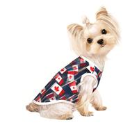 Chemise légère pour chien imprimé de nombreux petits drapeaux canadiens, t-shirt d'été frais et respirant pour chien, vêtements extensibles sans manches pour animaux de compagnie
