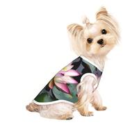 Chemise légère pour chien imprimé fleur de lotus blanc, t-shirt d'été frais et respirant, vêtements extensibles sans manches pour animaux de compagnie