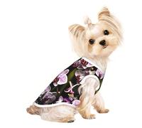 Chemise légère pour chien imprimé orchidées, T-shirts d'été frais et respirants pour chien, vêtements extensibles sans manches pour animaux de compagnie