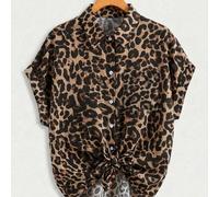 Chemise léopard confortable et décontractée pour femmes grandes tailles, polyvalente pour les concerts country, les cérémonies de remise des diplômes, les brunchs d'été, la fête des mères, l'église et