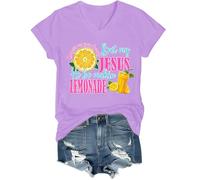 Chemise Life Gave Me Some Lemons, Life Gave Me Some Lemons But My Jesus He Be Making Lemonade Chemise Col en V, violet clair, XXL