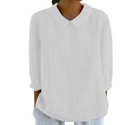 Chemise Lin Beige Chemise en Lin Col Mao Tee Shirt Femme Manches Longues Chemise Cowboy Femme Robe Chemise Femme Chemisier Chic Femme Mousseline Hippie Femme Tee Shirt Chemise Blanc XL
