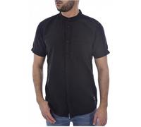 Chemise lin col mao PALAO - Kaporal - Manches courtes - Coupe ajustée - Noir S