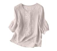 Chemise Lin Femme Chemise en Lin Femme Été Chemisier Coton Et pour Femmes Haut en Simili Coupe Généreuse, Tissu Qui Ne Rétrécit Pas Au Lavage, Garde Sa Forme Originelle Chemises pour Femmes