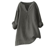 Chemise Lin Femme Manches Courtes Top Femme Chic Et Élégant Chemise Lin Manches Courtes Été Haut en Simili Léger comme Une, Matière Douce Et Agréable, Idéal pour La Saison Estivale Chemisier Bleu