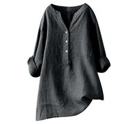 Chemise Lin Femme T-Shirt Tunique Femme Chemise Lin Femme Chemisier Coton Blouse Longue De Travail Femme De Menage sans Manche Chemise Femme Grande Taille Longue Veste Femme Et Elegant Hiver