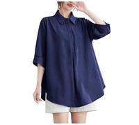 Chemise Lin Grande Taille Chemise Coton Femme Lin Femme Manches Courtes Été Haut en Simili Coupe Généreuse, Tissu Qui Ne Rétrécit Pas Au Lavage, Garde Sa Forme Originelle Mousseline