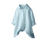 Chemise Lin Grande Taille Chemise Jean Femme Lin Grande Taille Tunique Femme En Simili Qualité Premium, Tissu Respirant Anti Buée, Reste Fraîche Par Temps Chaud, Confort Optimal Chemisier Été