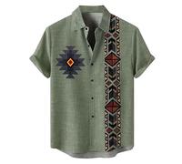 Chemise Lin Homme Ample, Chemise d'été décontractée à Manches Courtes pour Hommes avec Motif imprimé vêtement léger et Respirant pour Un Style Estival Confortable