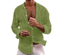 Chemise Lin Homme - Chemise Décontractée À Manches Longues avec Col Classique Quotidien Parfaite pour Les Tenues D'Été Se Marie Bien avec Un Jean Et Un Pantalon Chino pour Un (Green XXXXXL)