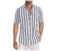 Chemise Lin Homme Manches Courtes Eté boutonnée à Motif imprimé décontracté Chemise de Loisirs Business avec Poche pour Le Safari, Les Voyages, Le Golf Chemises Unie Grande Taille pour Homme