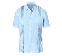Chemise Lin Homme Manches Longues Noire Business Casual Bouton Veste Longue Léger Été Revers Confortable Ete Lavable en Machine Vêtements Pochette Inclus Courte sans Repassage L Bleu Ciel