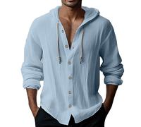 Chemise Lin Homme Manches Longues Veste Ete Lavable en Machine Régulière Tee Shirt Pochette Inclus Courte Grande Taille Élégant D'été Henley Shirts Été Respirant Légère Lavage M Grey