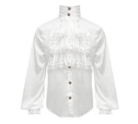 Chemise lotus élégante vintage médiévale pour homme - Manches longues - Style victorien - Volants - Dentelle - Col montant - Hauts - Chemisier à manches longues - T-shirt Lolita Top gothique - Chemise