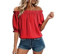 Chemise Manche Bouffantes Tee Shirt Denudee éPaules éTé Chemisier Chic Et éLéGant Chemisette Volants PlisséE Haut Bandeau Shirts Poupee Casual Chemise Femme Grande Taille Longue