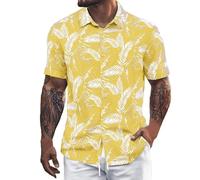 Chemise Manche Courte Homme,Chemise à Manches Courtes pour Homme vêtement de Plage européen Tendance Confortable Ample Sport Commerce extérieur décontracté col boutonné Ouvert