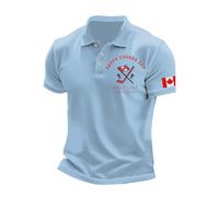 Chemise Manche Courte Homme Grande Taille - Chemise À Manches Courtes pour Coupe Ajustée Imprimé Drapeau du Canada Style Décontracté (Sky Blue XXXXL)