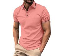 Chemise Manche Courte Homme Slim - Chemise À Manches Courtes pour Chemise Décontractée Boutonnée Couleur Unie Grande Taille Rayée Printemps Et Automne (Watermelon Red XL)