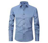 Chemise Manche Longue Homme Couleur Unie Slim Fit Chemise Traditionnelle Homme Printemps Automne Business Travail Col Kent Chemise Homme Moderne Gentleman Basic Chemise Homme TD-12 5XL