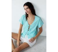Chemise manches courtes en coton à nœuds - Erin - M - Emerald - Femme - Etam